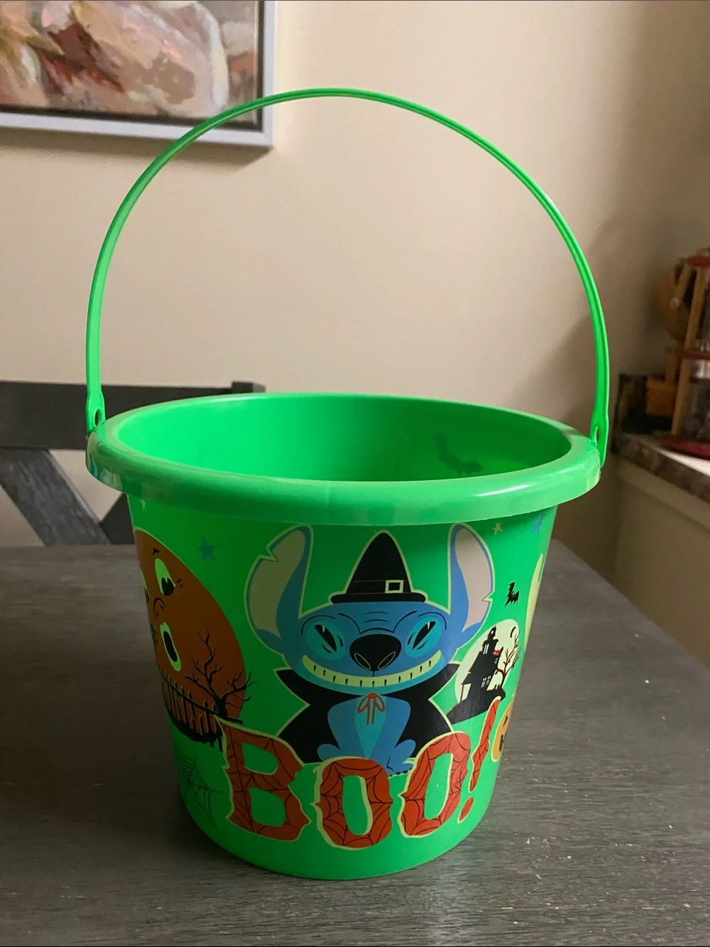 Disney Green Stitch Halloween Candy Pail